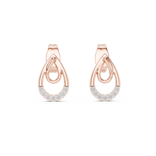 Moissanite Double Teardrop Stud Earrings in rose 925 sterling silver, view 4