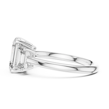 Emerald Cut Three Stone Moissanite Ring in white 925 sterling silver, view 3