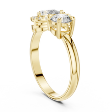 Pear Halo and Round Toi et Moi Moissanite Ring in yellow 925 sterling silver, view 1