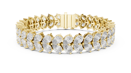 Pear Cluster Moissanite Statement Bracelet in yellow 925 sterling silver, view 1