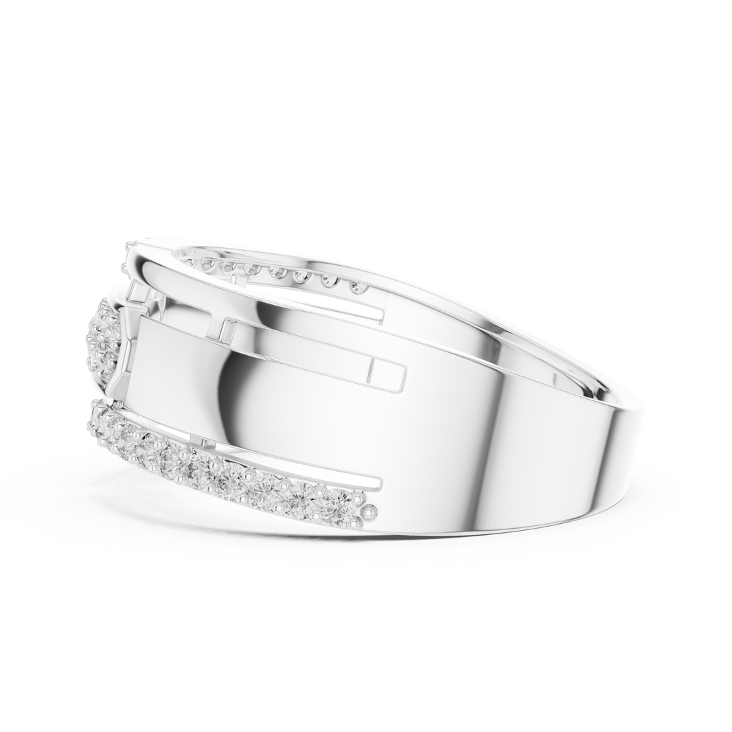 Openwork Multi-Row Pavé Moissanite Band in white 925 sterling silver, view 3