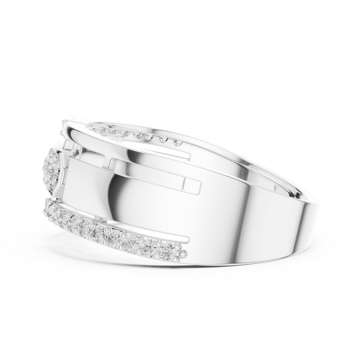 Openwork Multi-Row Pavé Moissanite Band in white 925 sterling silver, view 3