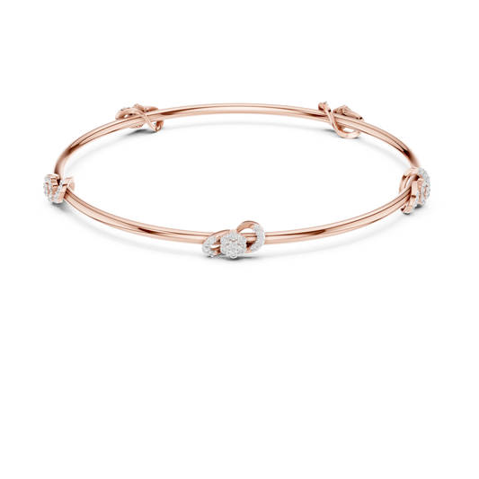 Petite Cluster Station Moissanite Bangle in rose 925 sterling silver, view 4