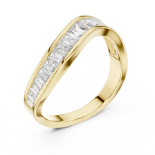 Baguette Moissanite Curved Contour Band in yellow 925 sterling silver, view 2