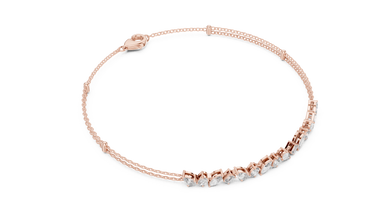 Mixed Shape Moissanite Station Chain Bracelet in rose 925 sterling silver, view 3