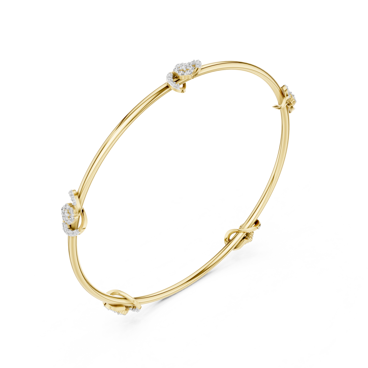 Petite Cluster Station Moissanite Bangle in yellow 925 sterling silver, view 2