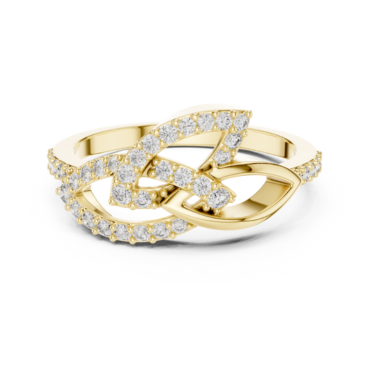 Interlaced Leaf Crossover Moissanite Ring in yellow 925 sterling silver, view 4