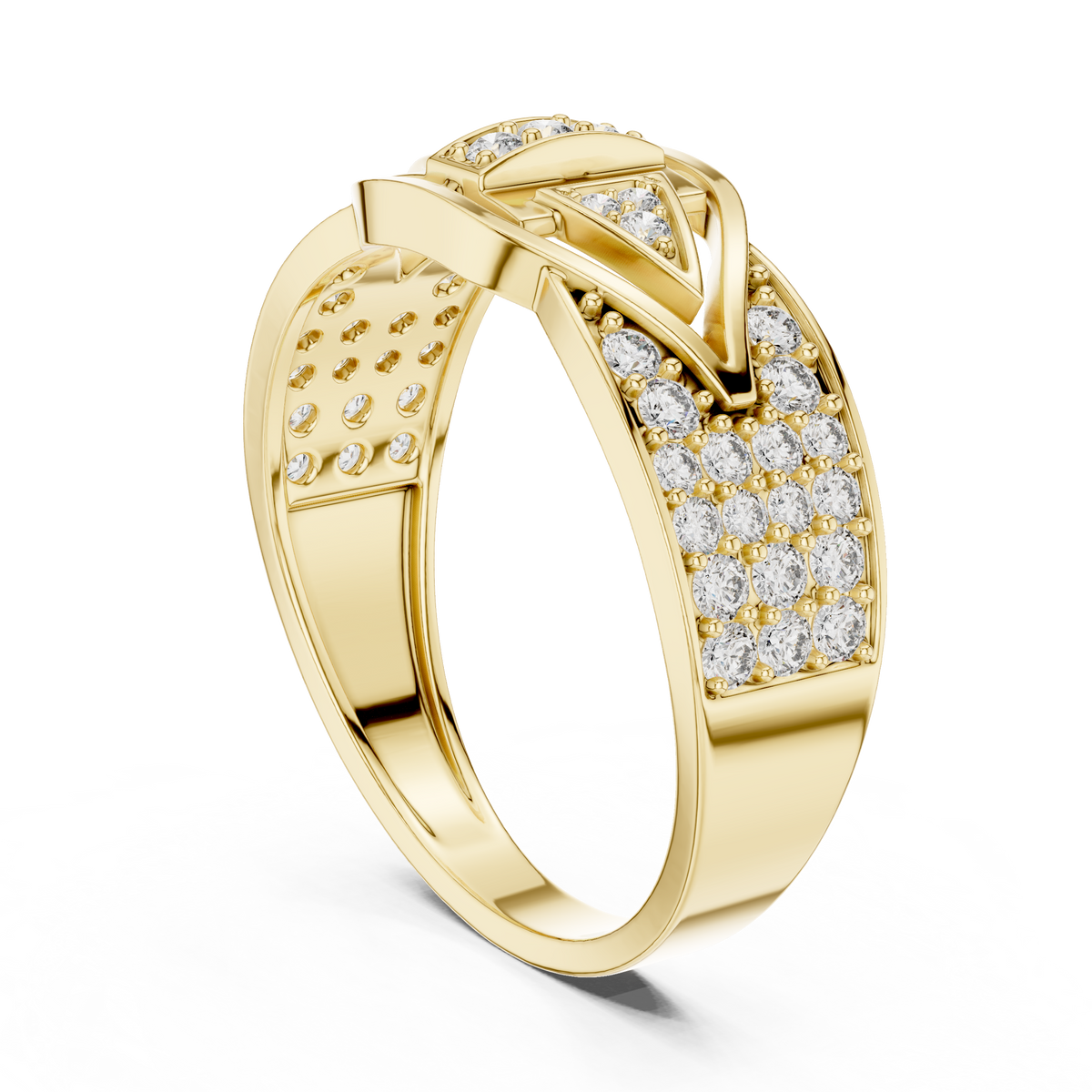 Geometric Eye Pavé Moissanite Statement Band in yellow 925 sterling silver, view 1
