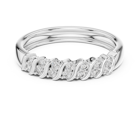 Twisted Link Moissanite Band in white 925 sterling silver, view 4