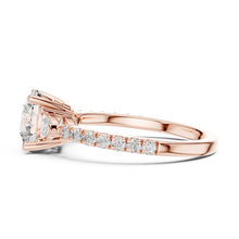 Round Moissanite Ring with Trillion Sides and Pavé Band in rose 925 sterling silver, view 3