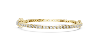 Oval Halo Centre Moissanite Tennis Bracelet in yellow 925 sterling silver, view 4