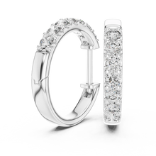 Moissanite huggie hoop earrings in white 925 sterling silver, view 1