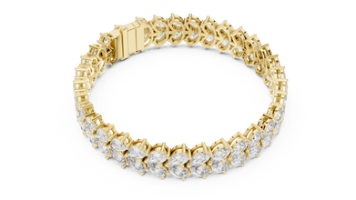 Pear Cluster Moissanite Statement Bracelet in yellow 925 sterling silver, view 3