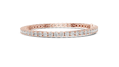 Round Four Prong Moissanite Tennis Bracelet in rose 925 sterling silver, view 4