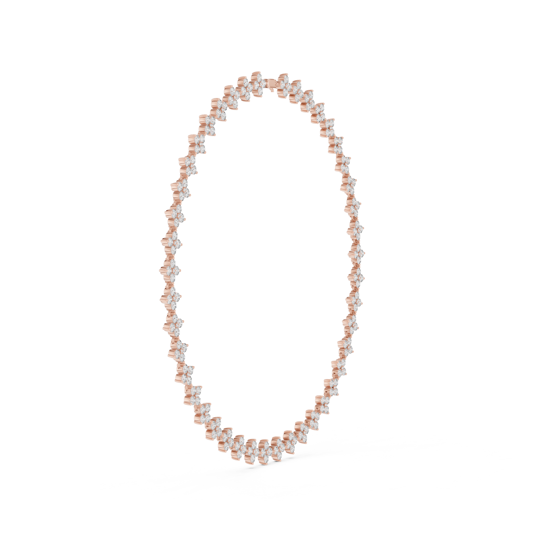 Flower Cluster Link Necklace in rose 925 sterling silver, view 3