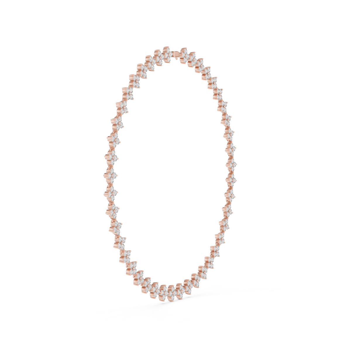 Flower Cluster Link Necklace in rose 925 sterling silver, view 3
