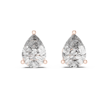 Pear moissanite stud earrings in rose 925 sterling silver, view 4