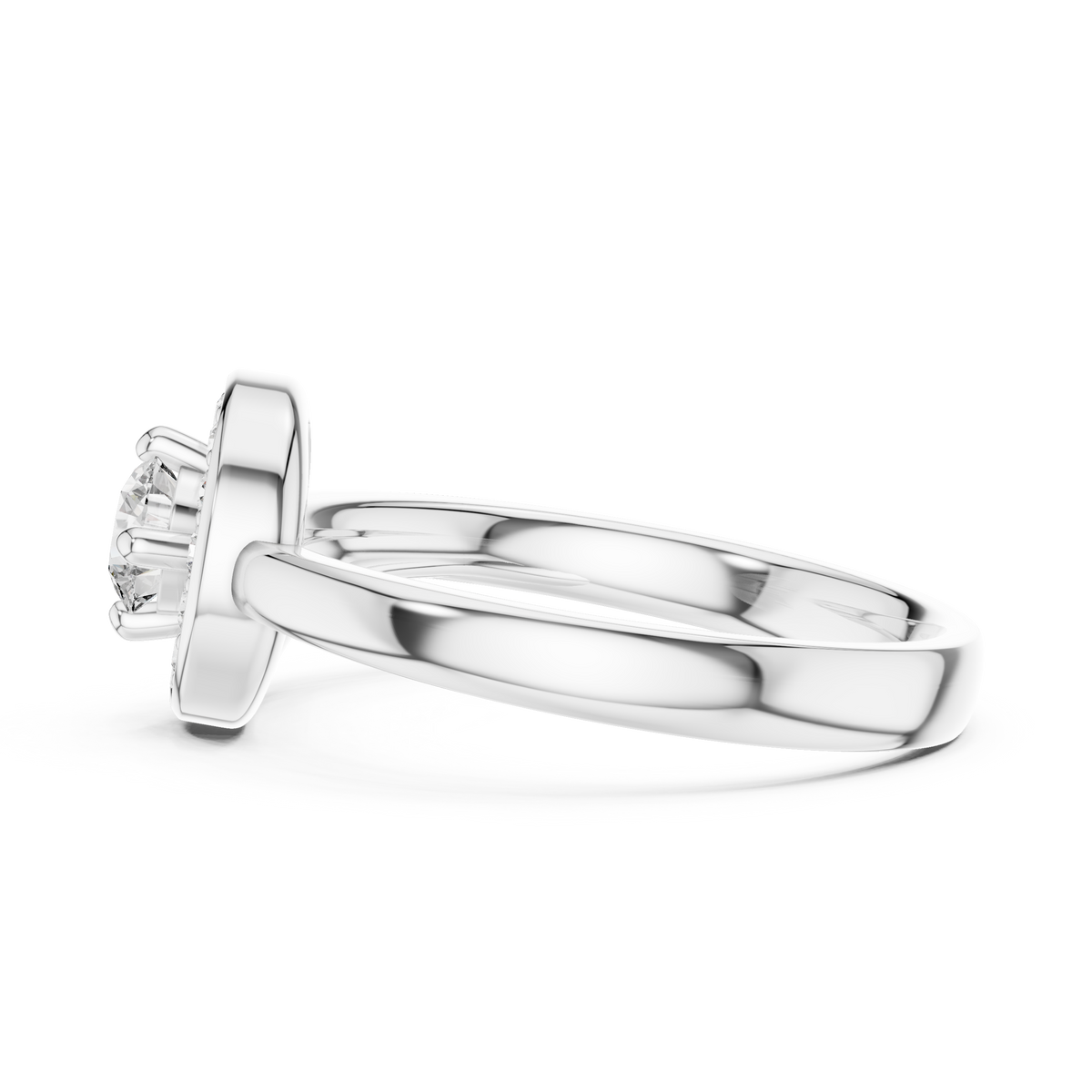 Swirl Halo Moissanite Ring in white 925 sterling silver, view 3