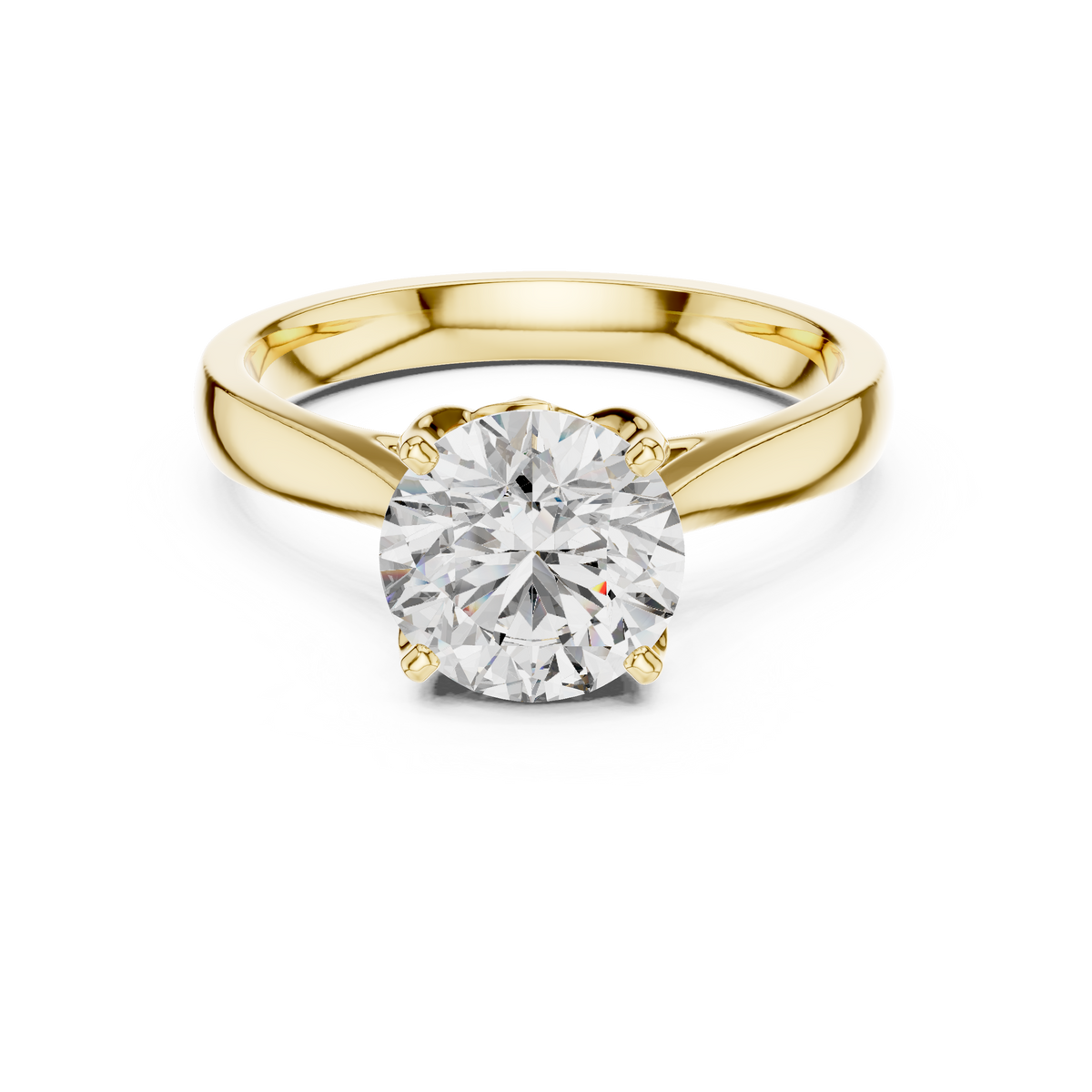 Round Cathedral Moissanite Solitaire Ring in yellow 925 sterling silver, view 4