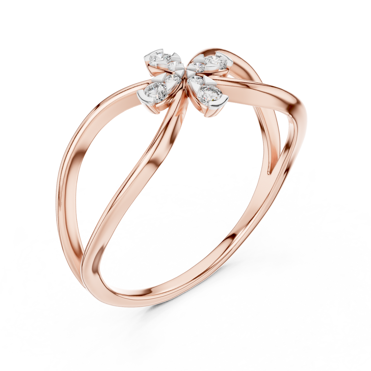 Infinity Flower Moissanite Ring in rose 925 sterling silver, view 2