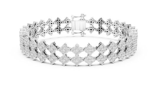 Cross Cluster Moissanite Tennis Bracelet in white 925 sterling silver, view 1