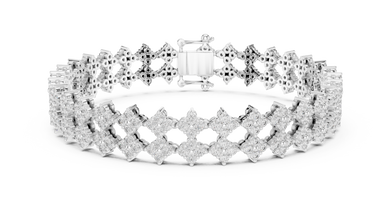 Cross Cluster Moissanite Tennis Bracelet in white 925 sterling silver, view 1
