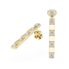 Moissanite bar drop earrings in yellow 925 sterling silver, view 1
