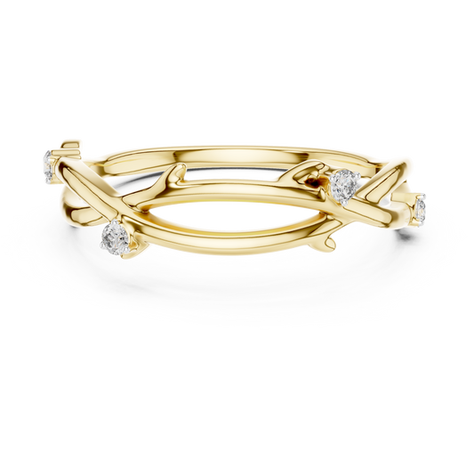 Twig Vine Moissanite Ring in yellow 925 sterling silver, view 4