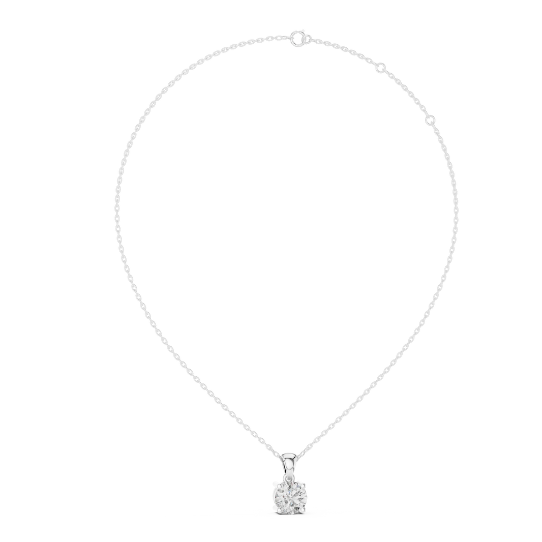Round Solitaire Moissanite Pendant in white 925 sterling silver, view 1