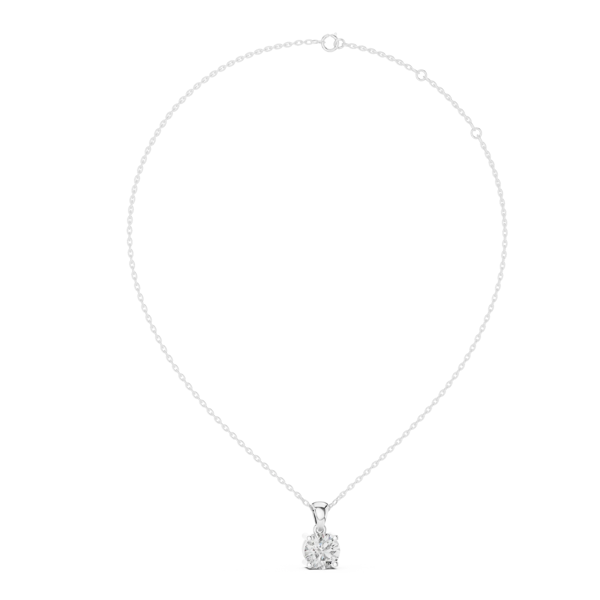 Round Solitaire Moissanite Pendant in white 925 sterling silver, view 1