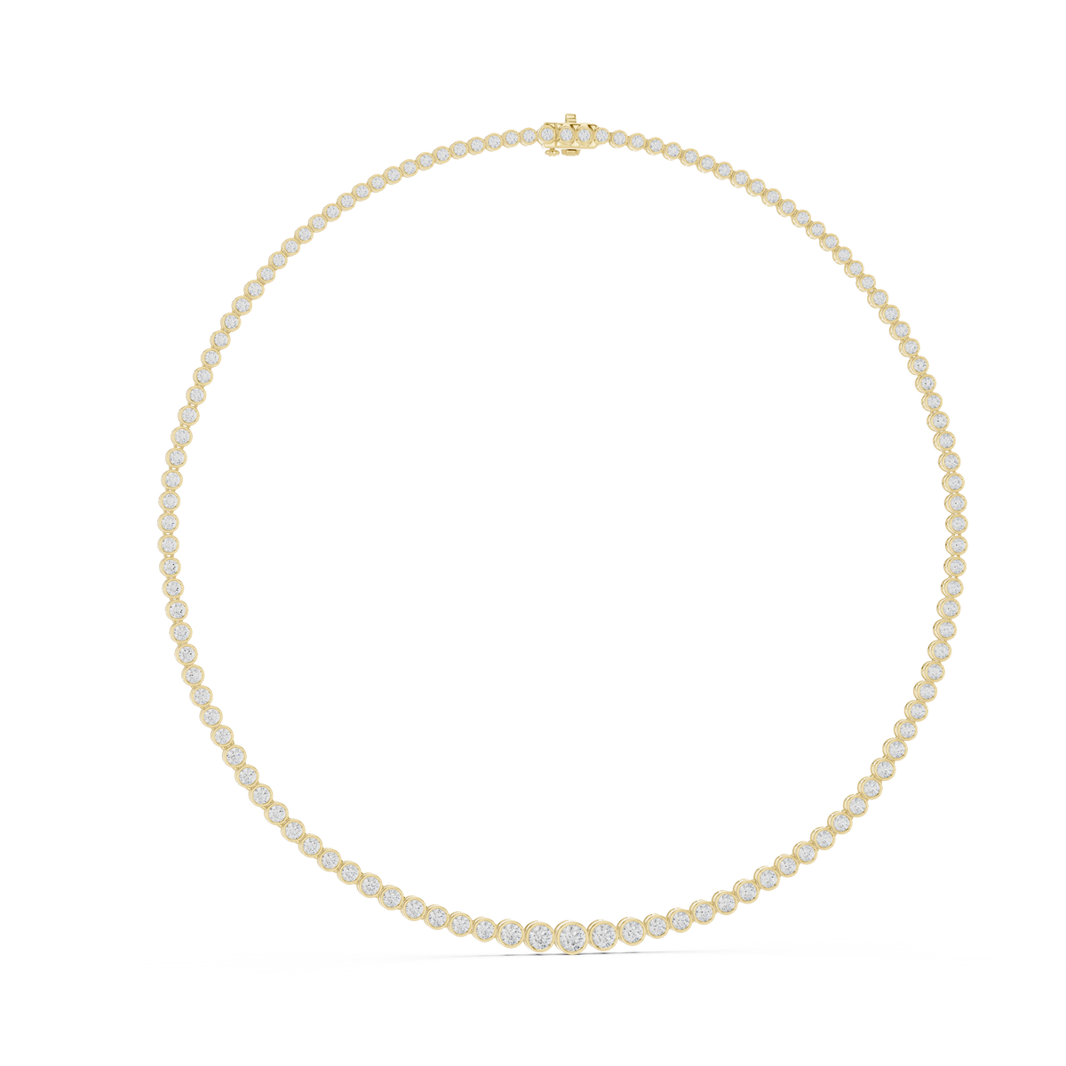 Graduated Bezel Round Necklace in yellow 925 sterling silver, view 1