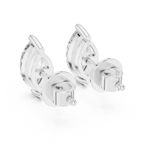 Marquise moissanite stud earrings in white 925 sterling silver, view 3
