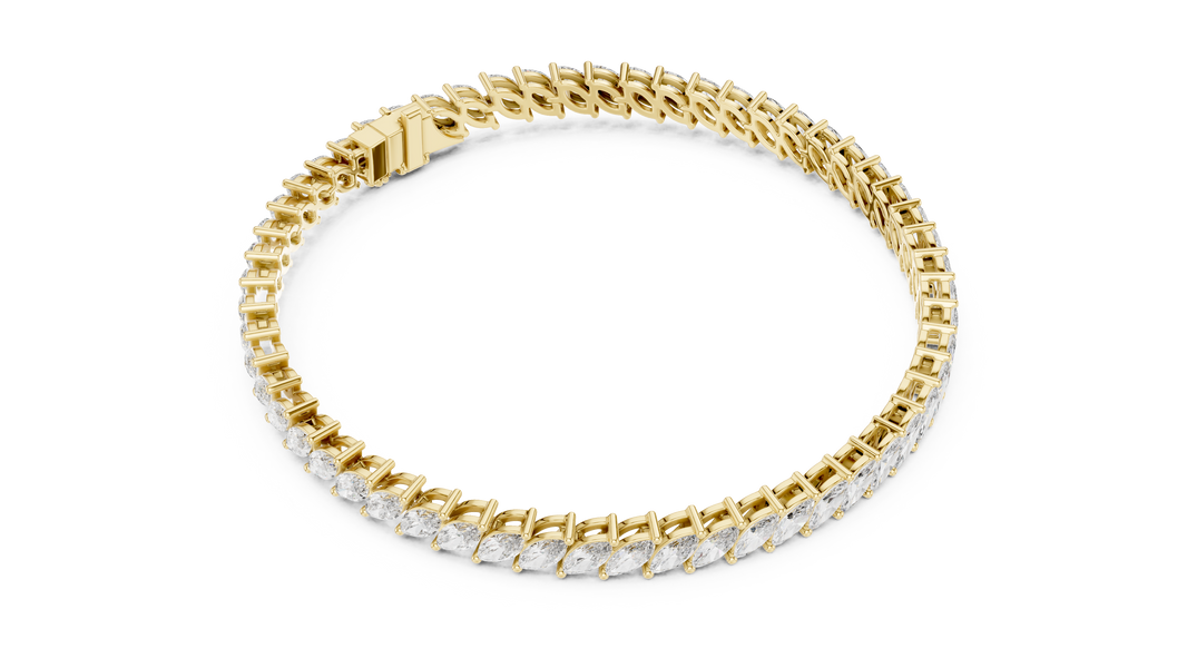 Marquise Moissanite Tennis Bracelet in yellow 925 sterling silver, view 3