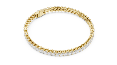 Marquise Moissanite Tennis Bracelet in yellow 925 sterling silver, view 3