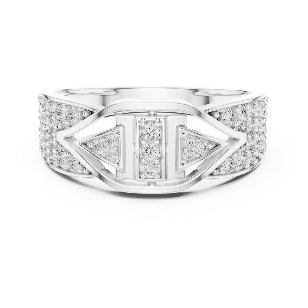 Geometric Eye Pavé Moissanite Statement Band in white 925 sterling silver, view 4