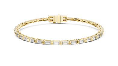Baguette Moissanite Link Bracelet in yellow 925 sterling silver, view 1