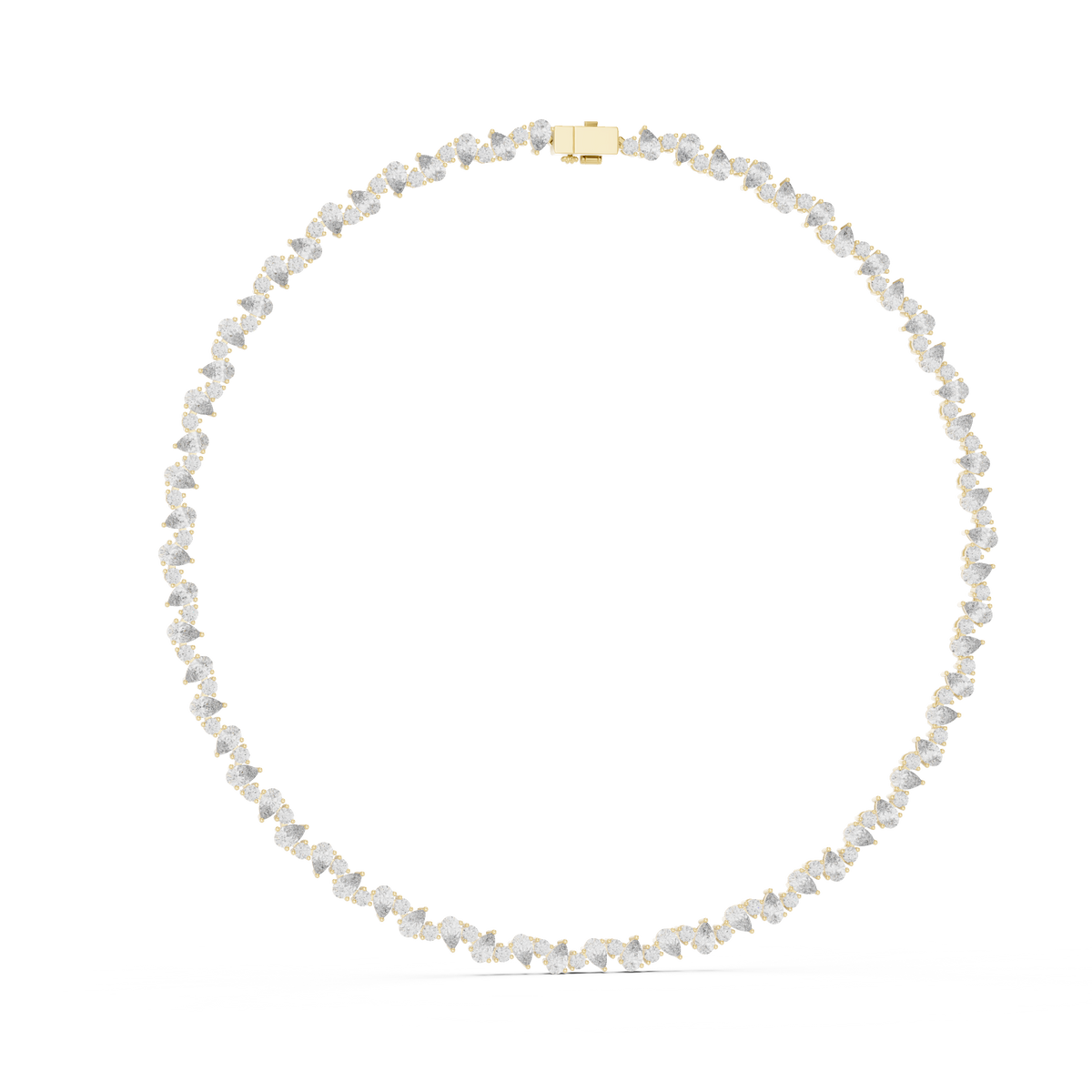 Pear and Round Tennis Necklace in yellow 925 sterling silver, view 1