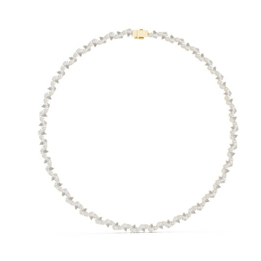 Pear and Round Tennis Necklace in yellow 925 sterling silver, view 1