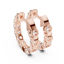 Moissanite inside out hoop earrings in rose 925 sterling silver, view 3