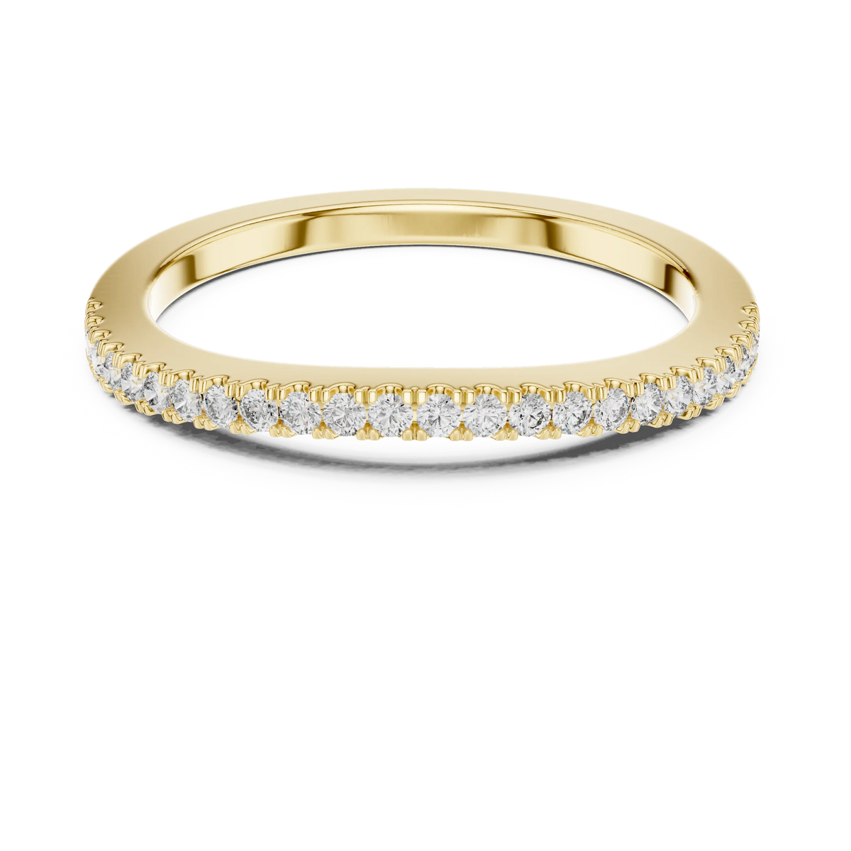 Round Moissanite Pavé Half Eternity Band in yellow 925 sterling silver, view 4