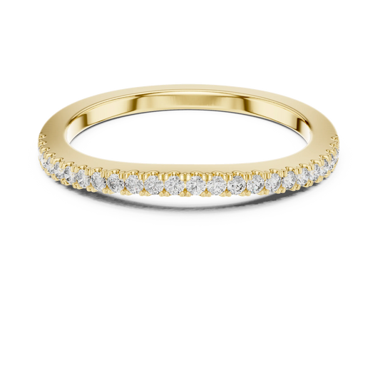 Round Moissanite Pavé Half Eternity Band in yellow 925 sterling silver, view 4