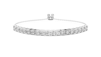 Round Moissanite Bolo Slider Bracelet in white 925 sterling silver, view 1