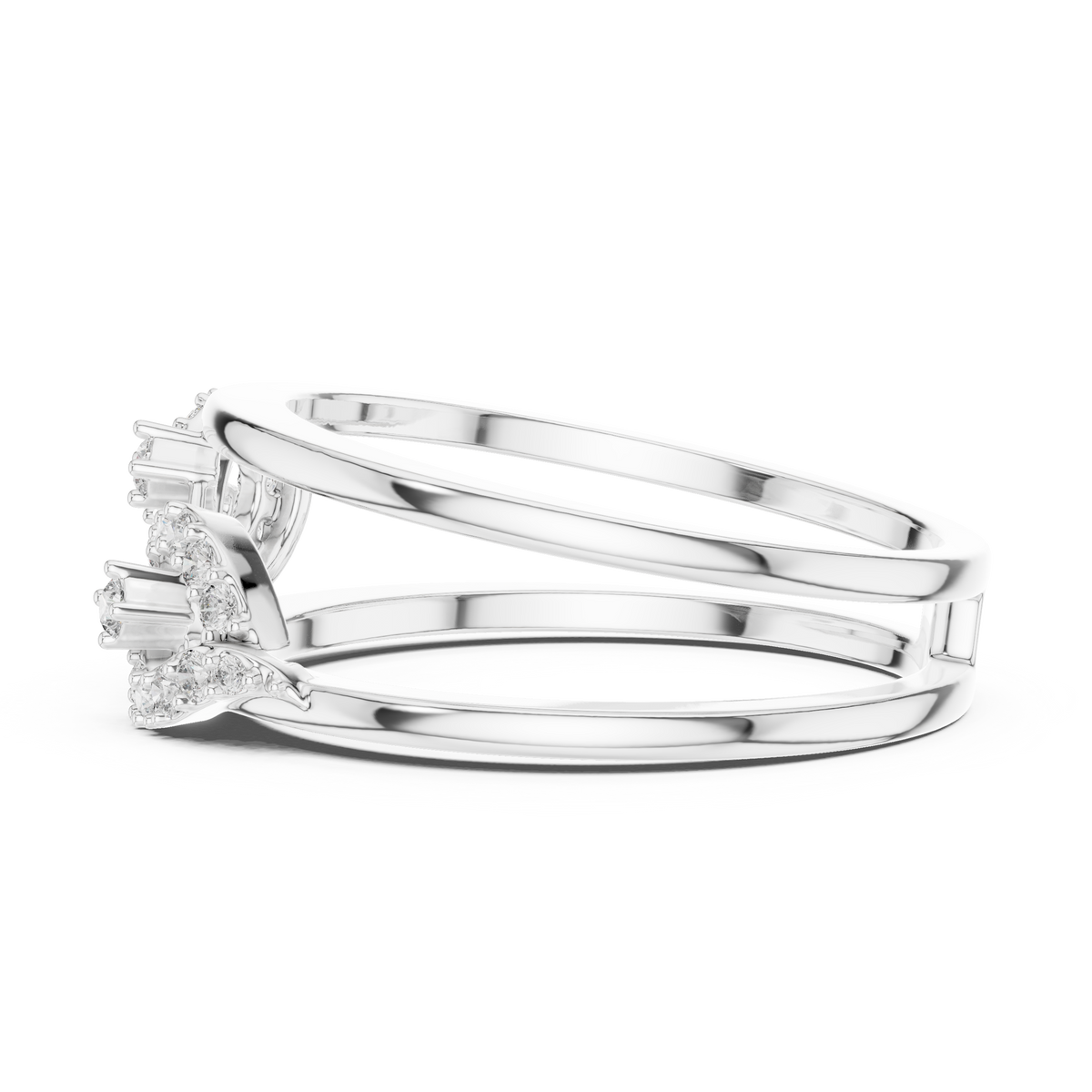 Pavé Infinity Loop Double Band Moissanite Ring in white 925 sterling silver, view 3