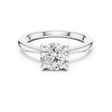 Round Solitaire Moissanite Engagement Ring in white 925 sterling silver, view 4