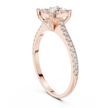 Round Cluster Moissanite Engagement Ring with Pavé Band in rose 925 sterling silver, view 1