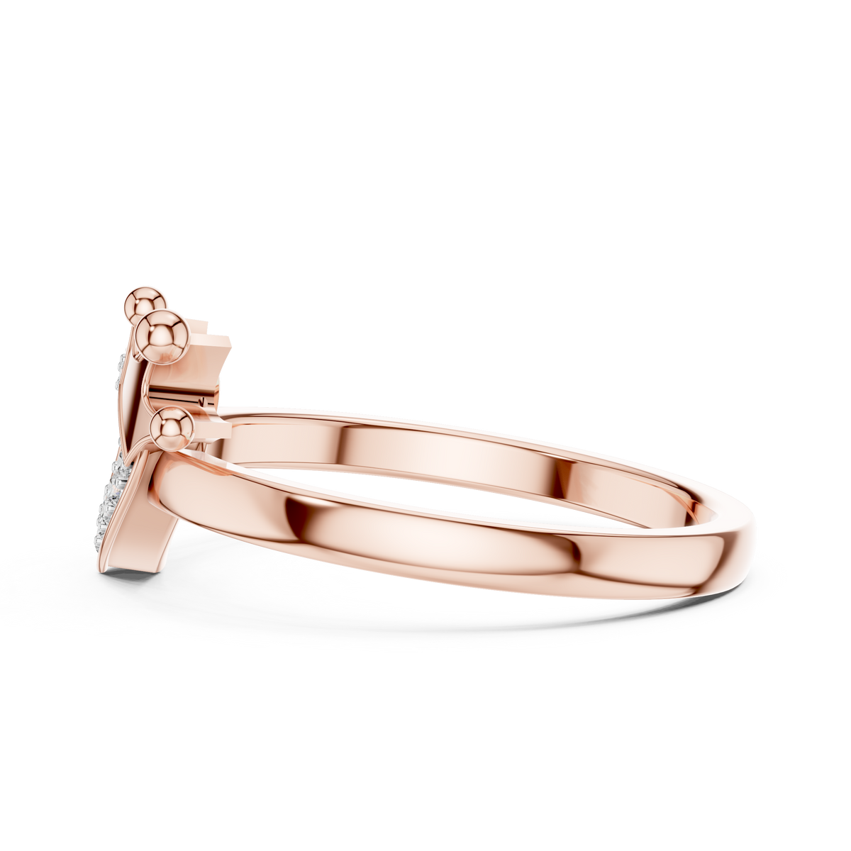 Crowned Heart Pavé Moissanite Ring in rose 925 sterling silver, view 3