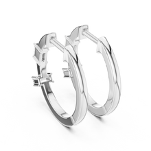 Baguette moissanite hoop earrings in white 925 sterling silver, view 3