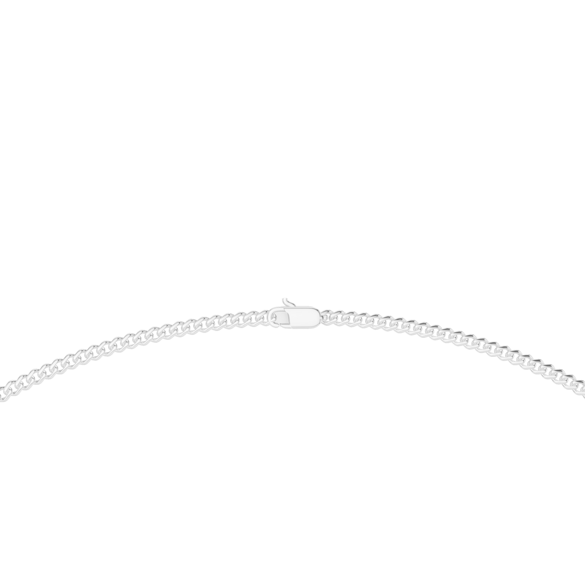 Curb Chain Necklace in white 925 sterling silver, view 4