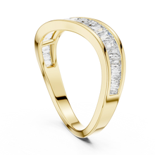 Baguette Moissanite Curved Contour Band in yellow 925 sterling silver, view 1