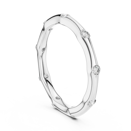 Bezel Station Moissanite Band in white 925 sterling silver, view 1